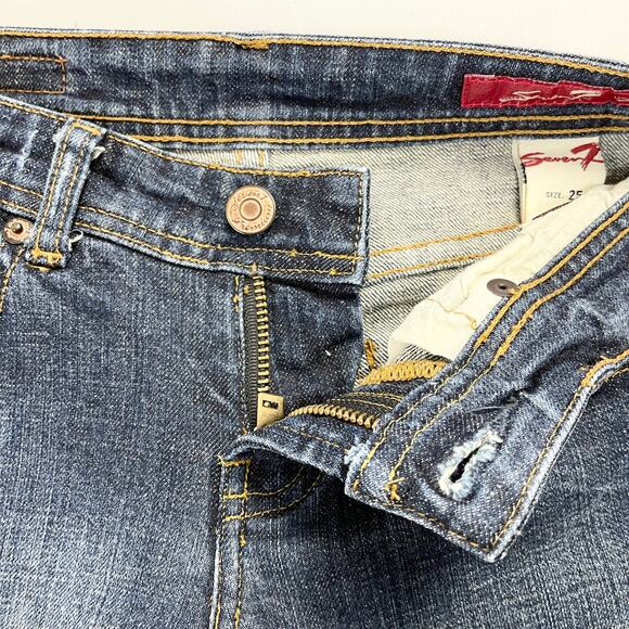 Seven7 Women Flare Jeans Size 25 Low Rise Distressed Boho Festival Y2K Retro - Picture 5 of 12